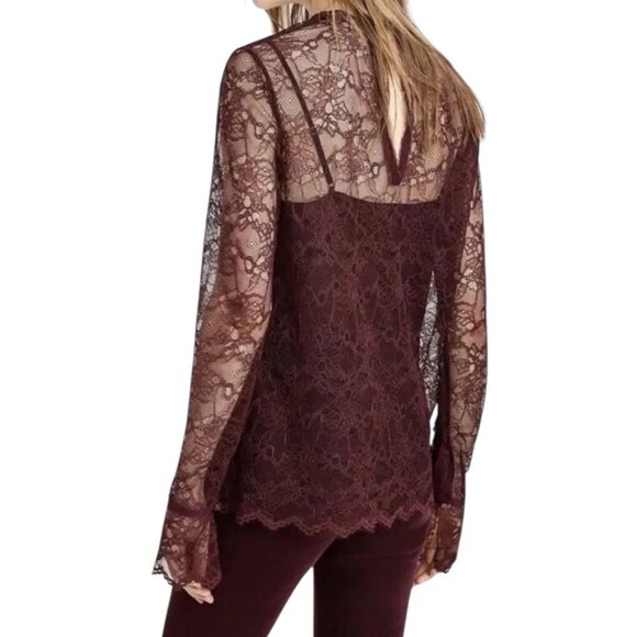 NWT Theory Dark Currant Wine Burgundy Lace Blouse w/Separate Camisole Reg. $315 - Picture 2 of 13